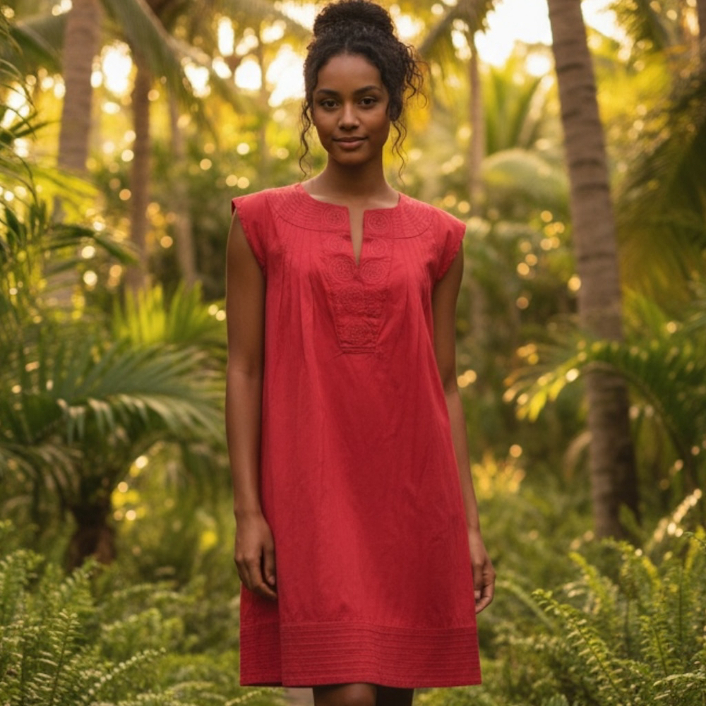 Calypso Christiane Celle Silk Embroidered Tunic Dress,XS-S,Boho Luxe Resort